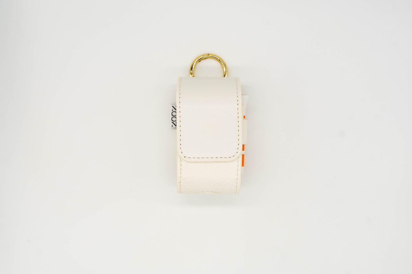 White leather golf ball pouch